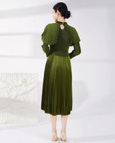 Luxury Plissé Capelet Dress